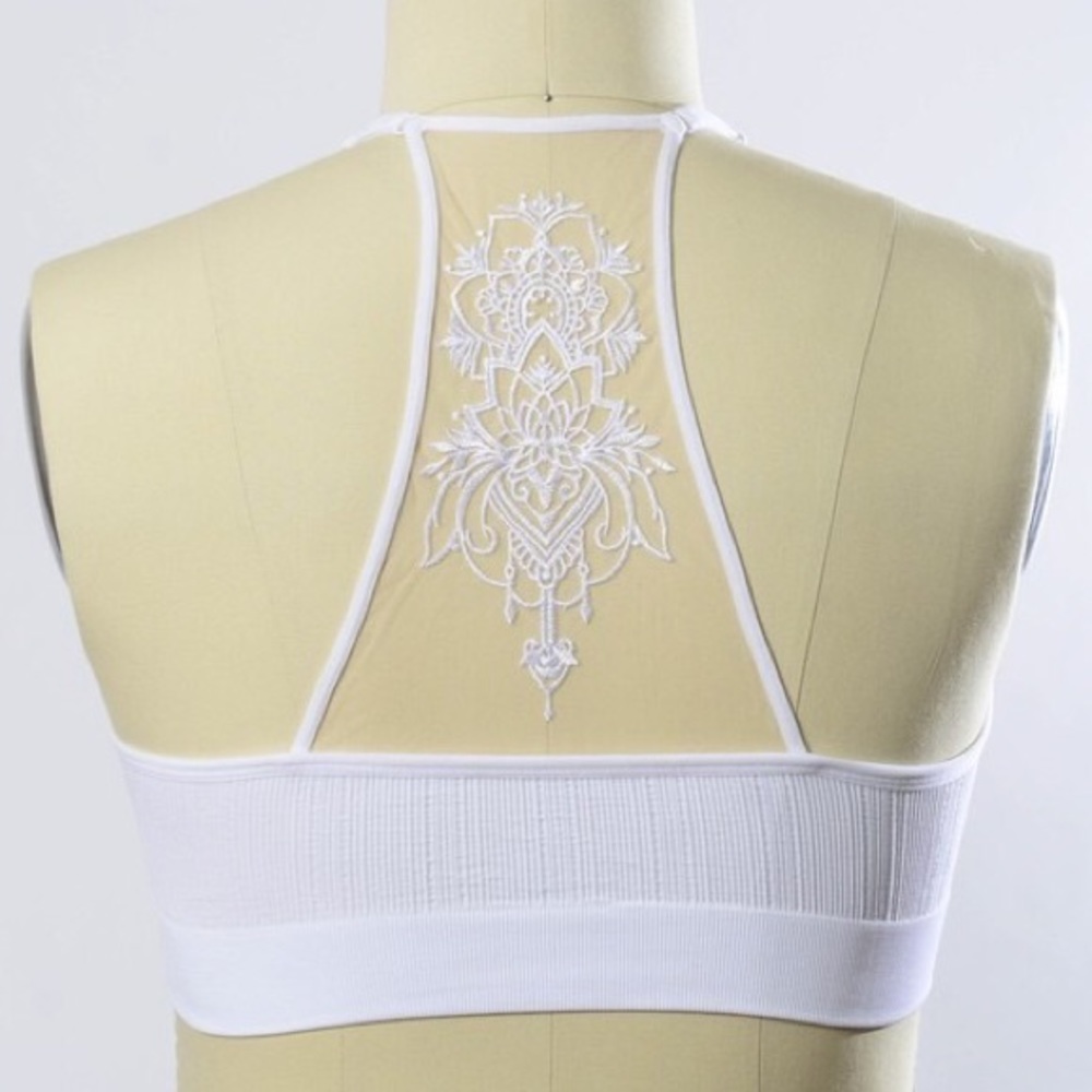 Tattoo Mesh Racerback Bralette in White - Picture 6 of 7